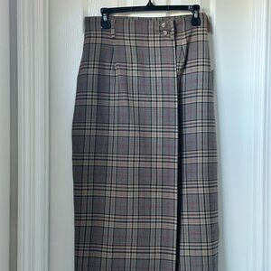 Talbots Brown Plaid Pencil Skirt
